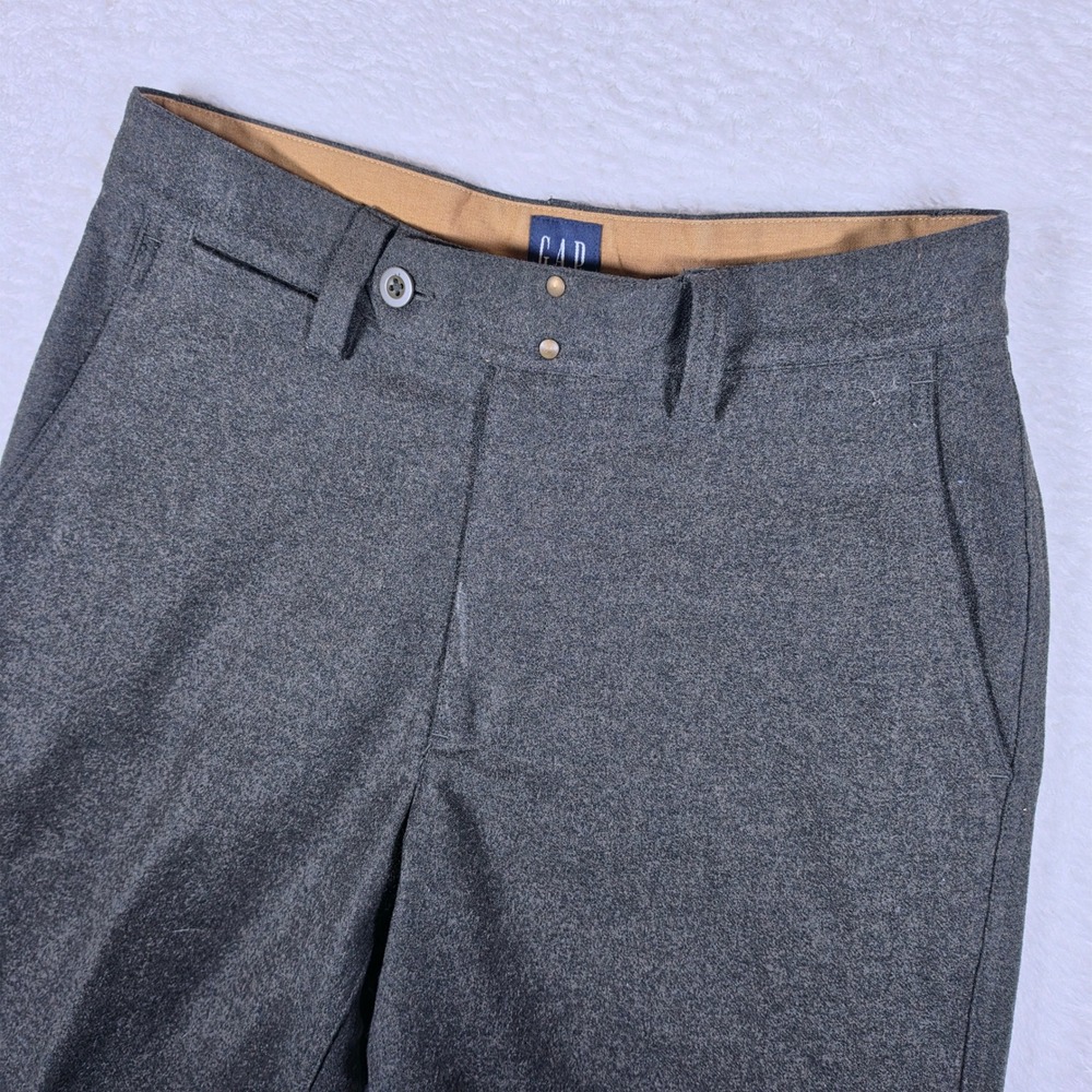 Vintage Gap Trousers Mens 30/30 Green Flannel Wool Blend Straight Leg 122943-01